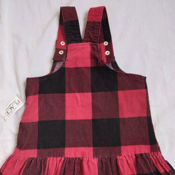 The Childrens Place Dress Jumper Buffalo Plaid Red Black Sleeveless Girls 2T - Picture 6 of 8